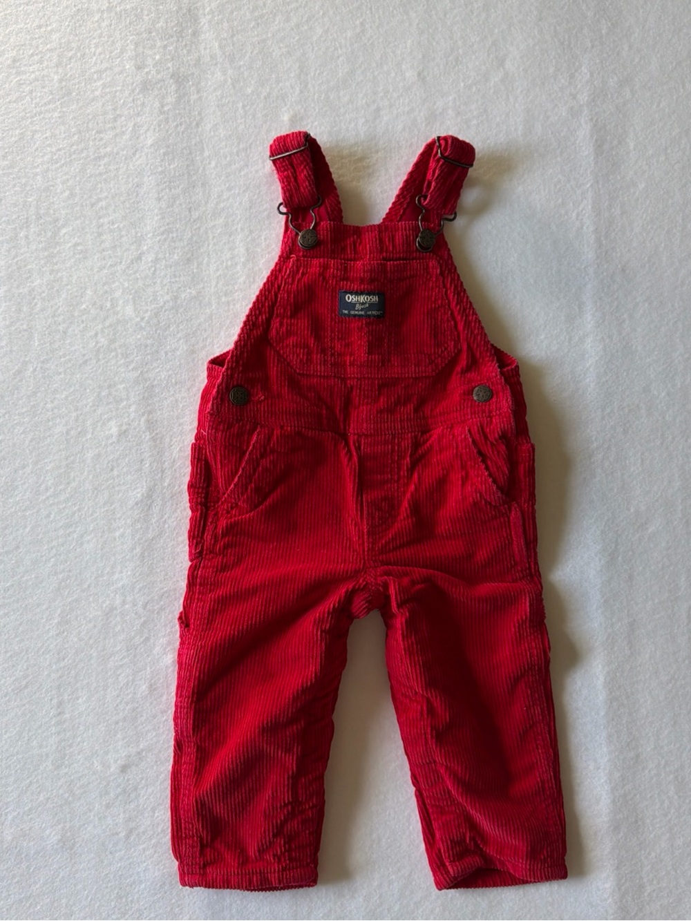 OshKosh B'gosh Cherry Red Corduroy Overalls Size 12 Months